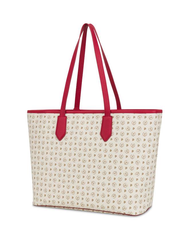 Pollini Shopping Bag Heritage 70th Anniversary Avorio/rosso In Linea