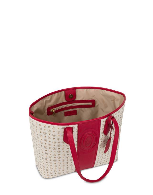 Pollini Shopping Bag Heritage 70th Anniversary Avorio/rosso In Linea