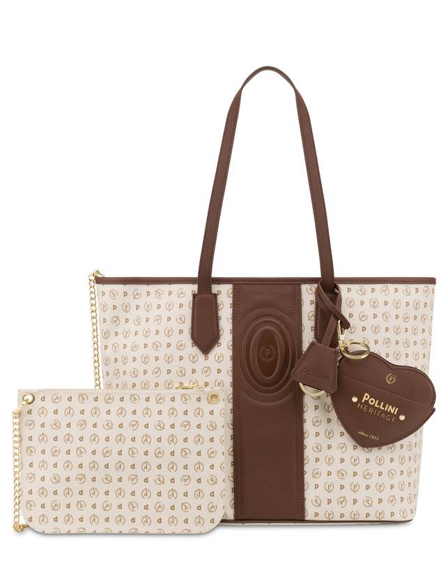 Pollini Shopping Bag Heritage 70th Anniversary Avorio/marrone Spedizione Gratuita