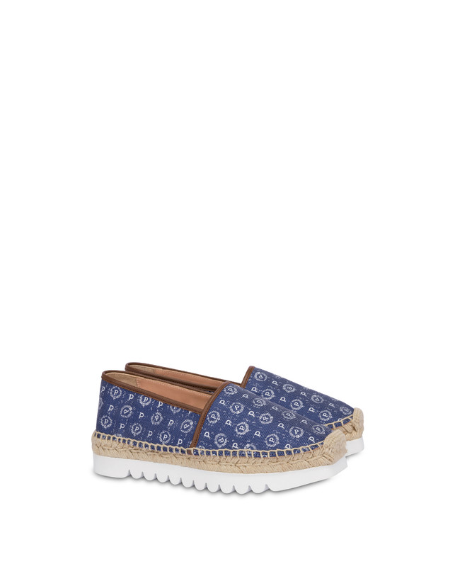 Pollini Espadrillas Heritage Denim Jacquard Blu/marrone Prezzo Ridotto