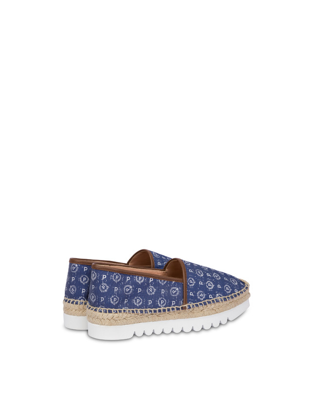 Pollini Espadrillas Heritage Denim Jacquard Blu/marrone Prezzo Ridotto