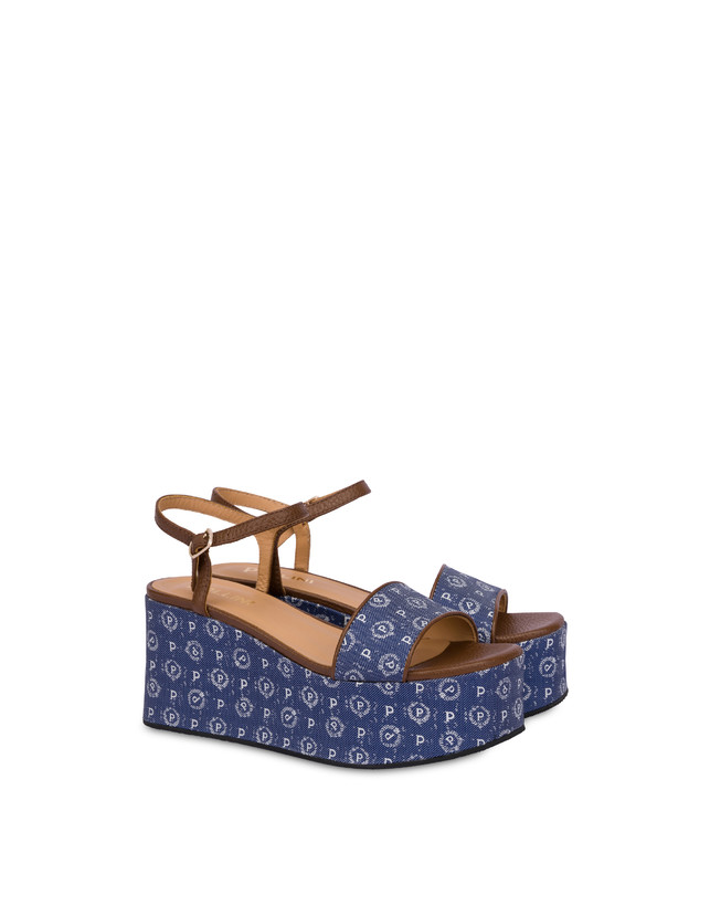 Pollini Zeppa Heritage Denim Jacquard Blu/marrone Novità