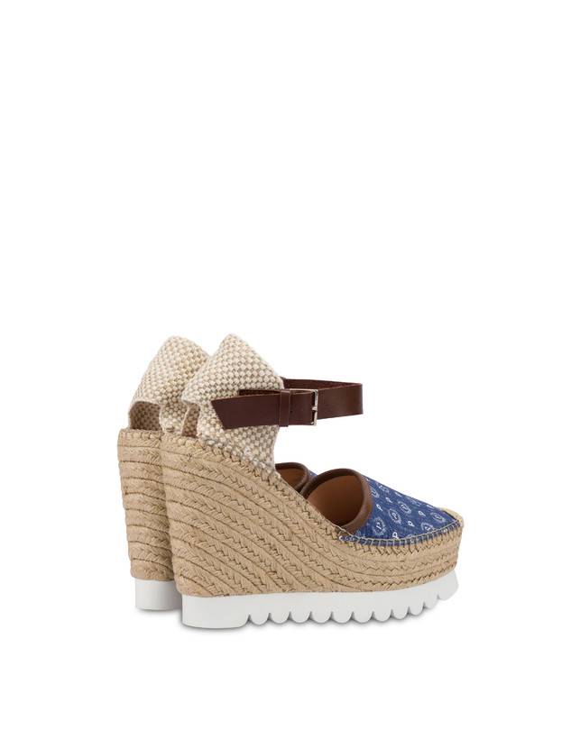 Pollini Sandali Con Zeppa Espadrillas Heritage Denim Jacquard Blu/marrone Offerta