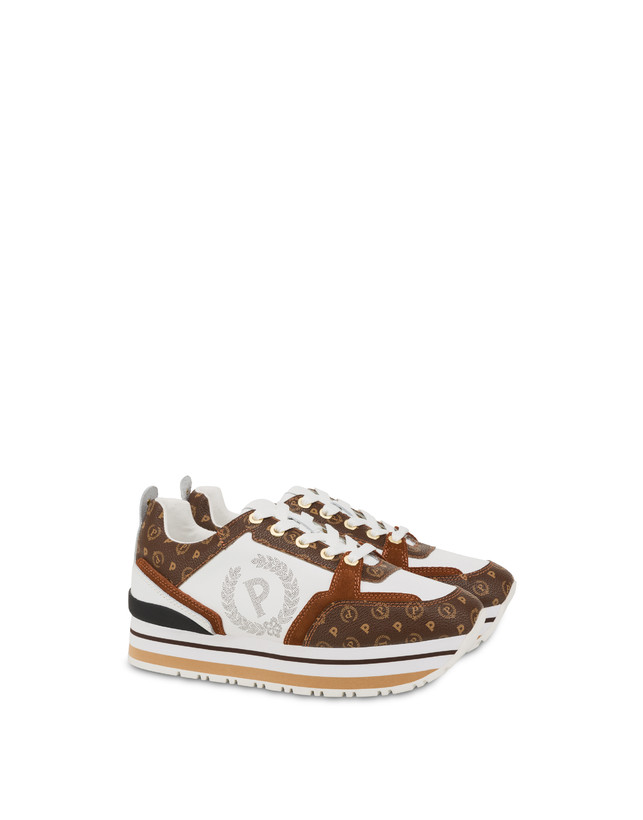 Pollini Sneakers In Vitello Heritage Forever Marrone/marrone/bianco Outlet