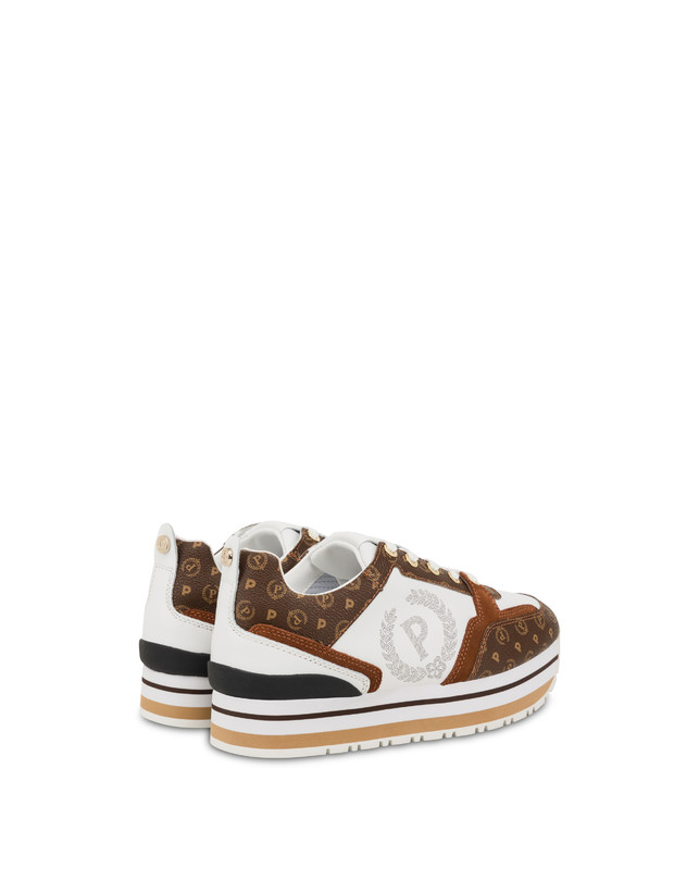 Pollini Sneakers In Vitello Heritage Forever Marrone/marrone/bianco Outlet
