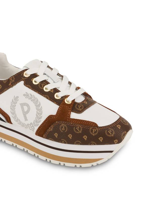 Pollini Sneakers In Vitello Heritage Forever Marrone/marrone/bianco Outlet