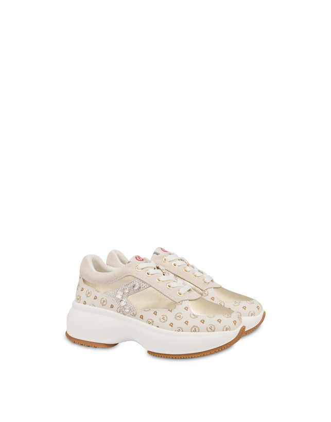Pollini Sneakers Con Pietre E Strass Forever Avorio/platino I Più Venduti