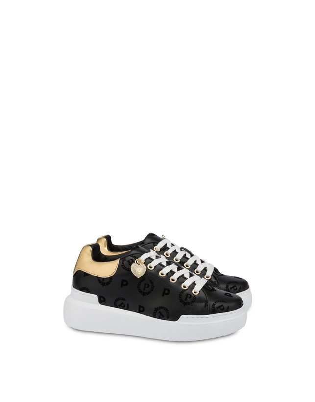 Pollini Sneakers Con Charm Heritage Flock Nero/nero In Saldo