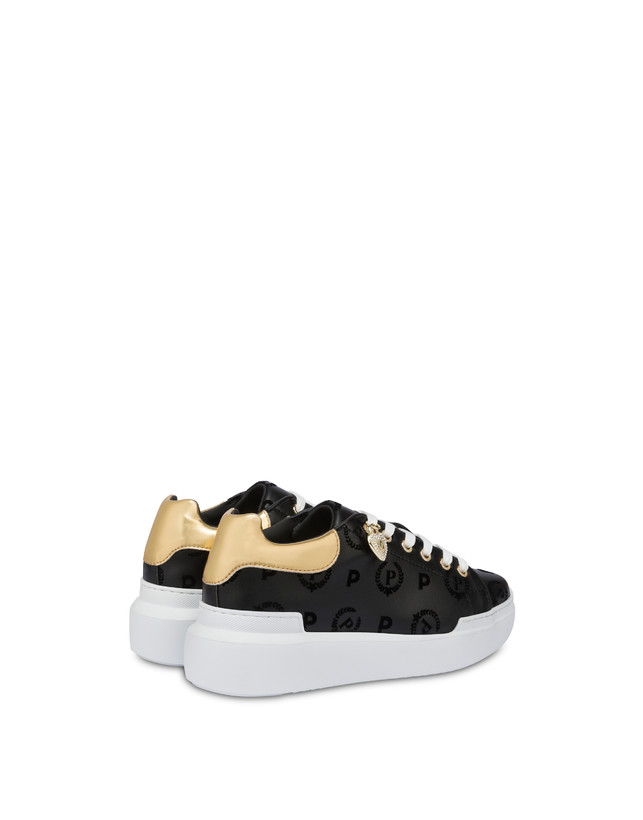 Pollini Sneakers Con Charm Heritage Flock Nero/nero In Saldo