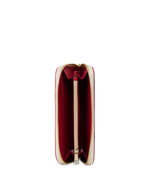 Pollini Portafoglio Zip Around Heritage 70th Anniversary Avorio/rosso Italy