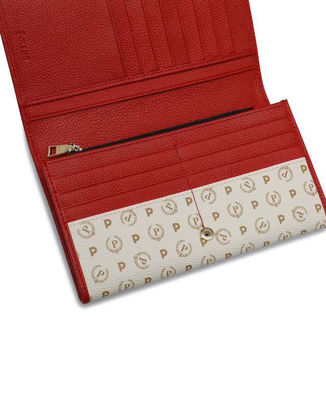 Pollini Portafoglio Heritage Logo Classic Avorio/lacca In Linea