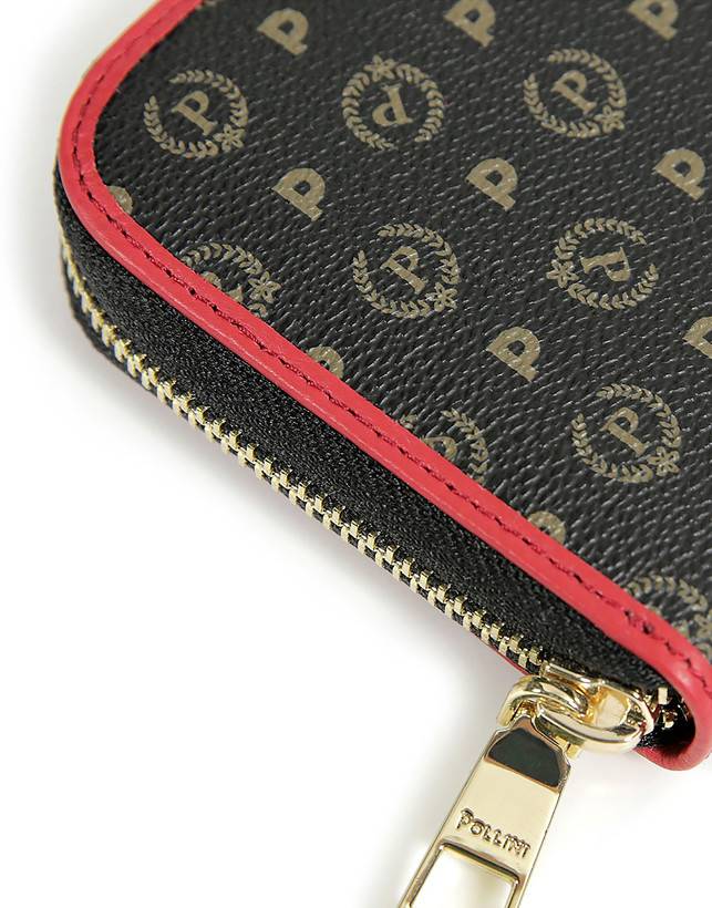 Pollini Portafoglio Zip Around Heritage Logo Classic Nero/lacca Promozione