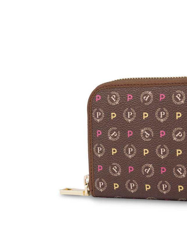 Pollini Portafoglio Zip Around Heritage Logo Classic Multicolor/marrone Qualità Garantita