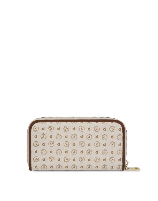 Pollini Portafoglio Zip Around Heritage Logo Classic Avorio/marrone Consegna Veloce