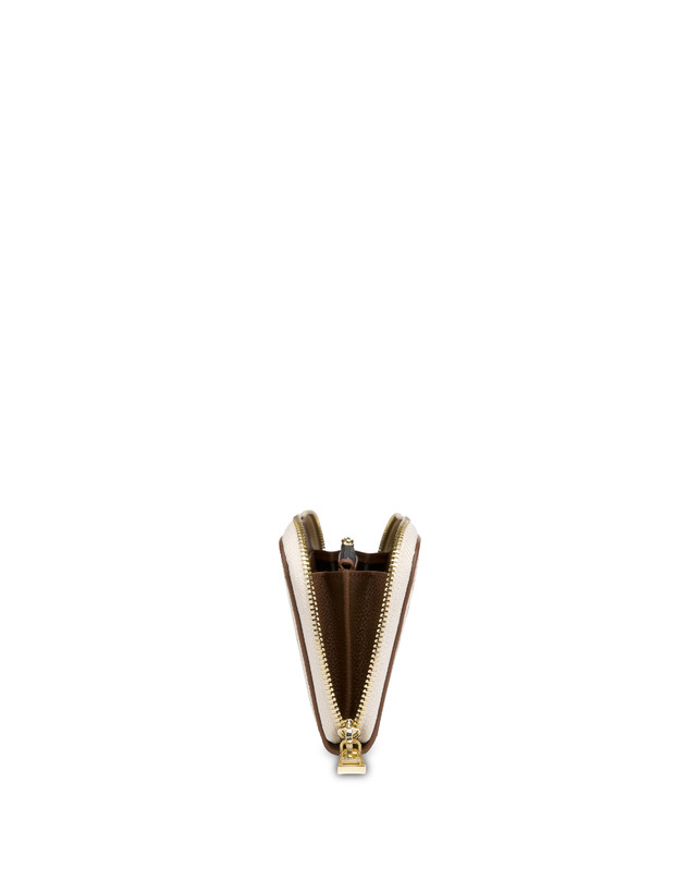 Pollini Portafoglio Zip Around Heritage Logo Classic Avorio/marrone Consegna Veloce