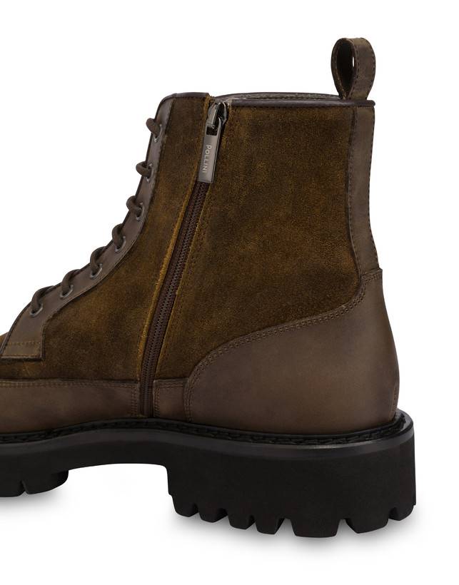 Pollini Combat Boot In Crosta E Vitello Budapest Fango/fango Novità