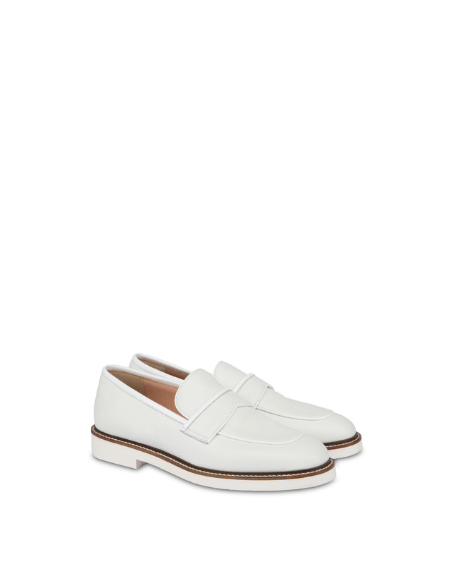 Pollini Mocassini In Vitello Mannish Bianco/bianco Vendita Calda