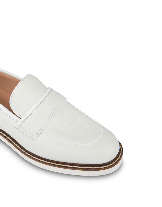 Pollini Mocassini In Vitello Mannish Bianco/bianco Vendita Calda