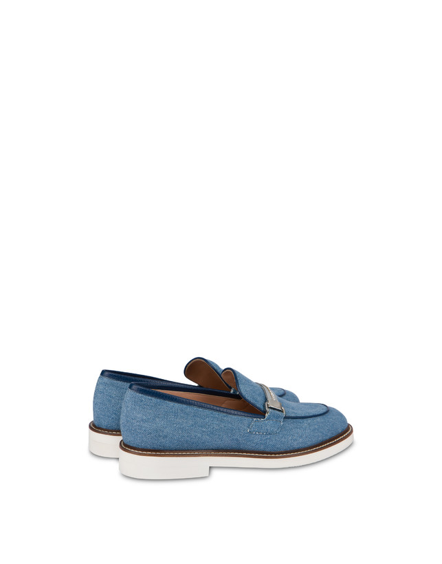 Pollini Mocassini In Tessuto Denim Mannish Denim/navy Saldi