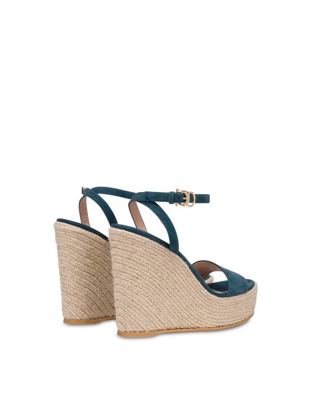 Pollini Sandalo Con Zeppa In Camoscio Playa Pavone Negozio