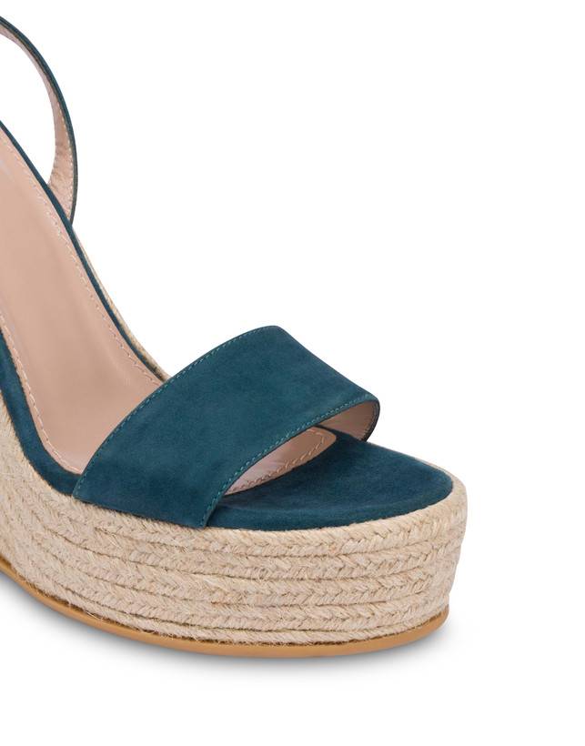 Pollini Sandalo Con Zeppa In Camoscio Playa Pavone Negozio