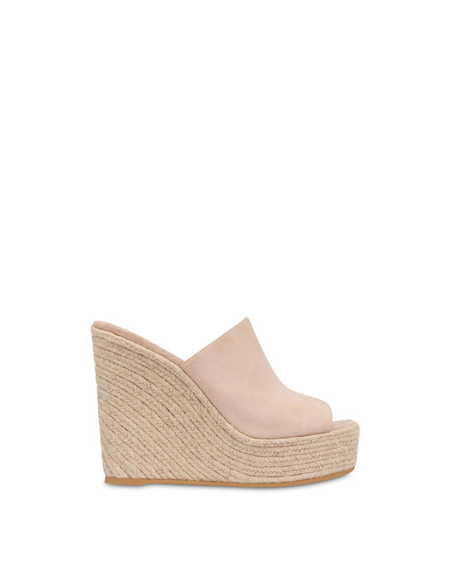 Pollini Mules Con Zeppa In Camoscio Playa Sabbia