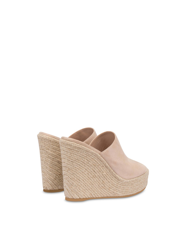 Pollini Mules Con Zeppa In Camoscio Playa Sabbia Nuova