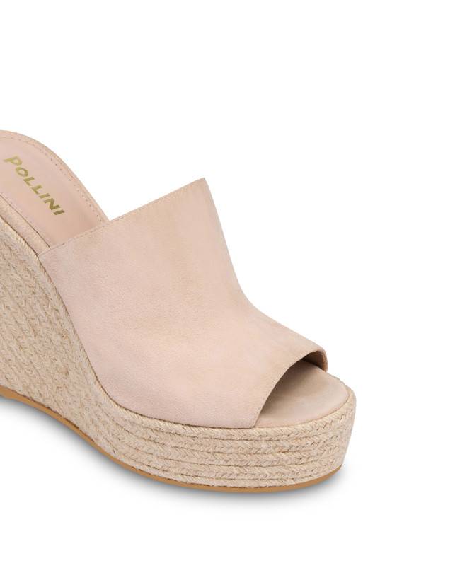 Pollini Mules Con Zeppa In Camoscio Playa Sabbia Nuova