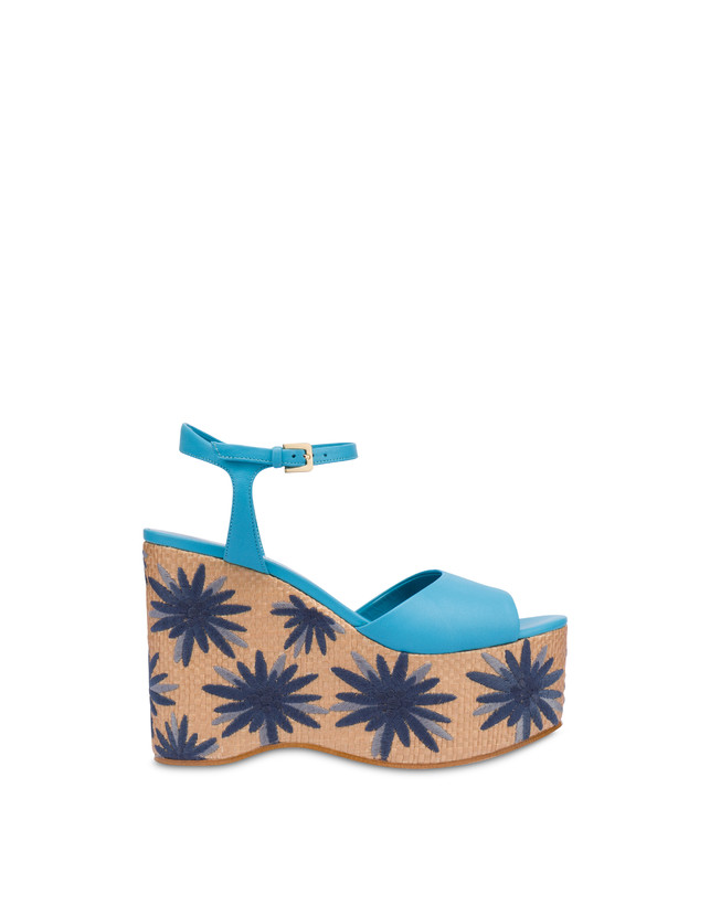 Pollini Sandali Con Zeppa Ricamata Desert Rose Pool/naturale