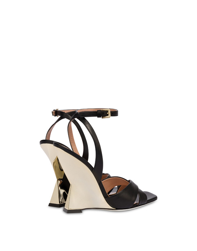 Pollini Sandali Con Zeppa Cote D'azur Nero/oro Sconto di tempo limitato