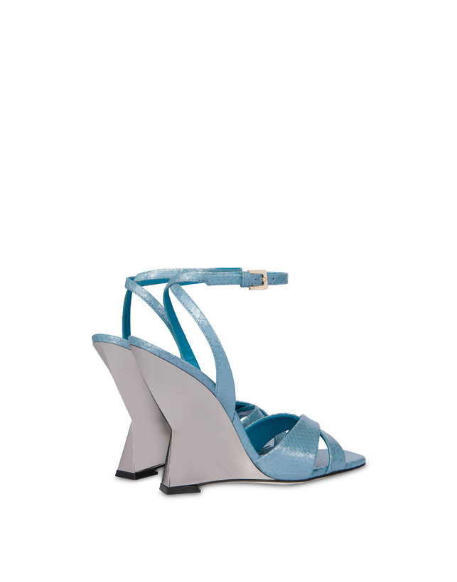 Pollini Sandali Con Zeppa Stampa Pitone Cote D'azur Pool/argento Qualità