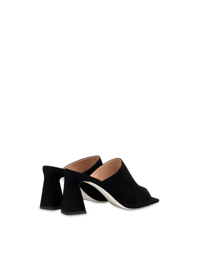 Pollini Mules Con Tacco In Camoscio Nina Nero Pezzi Unici