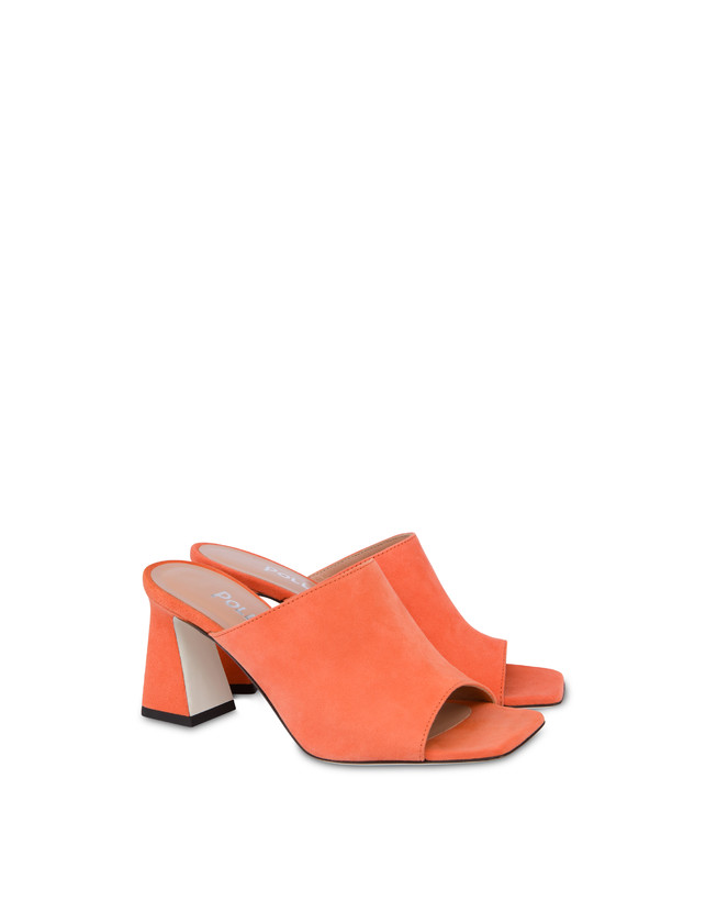 Pollini Mules Con Tacco In Camoscio Nina Coral Soddisfazione Garantita