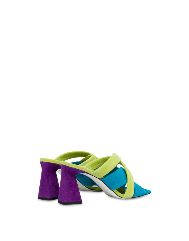 Pollini Mules In Camoscio Colour Explosion Pool/apple/iris Qualità Garantita