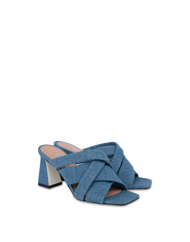 Pollini Mules Con Tacco In Tessuto Denim Denim Negozi Online
