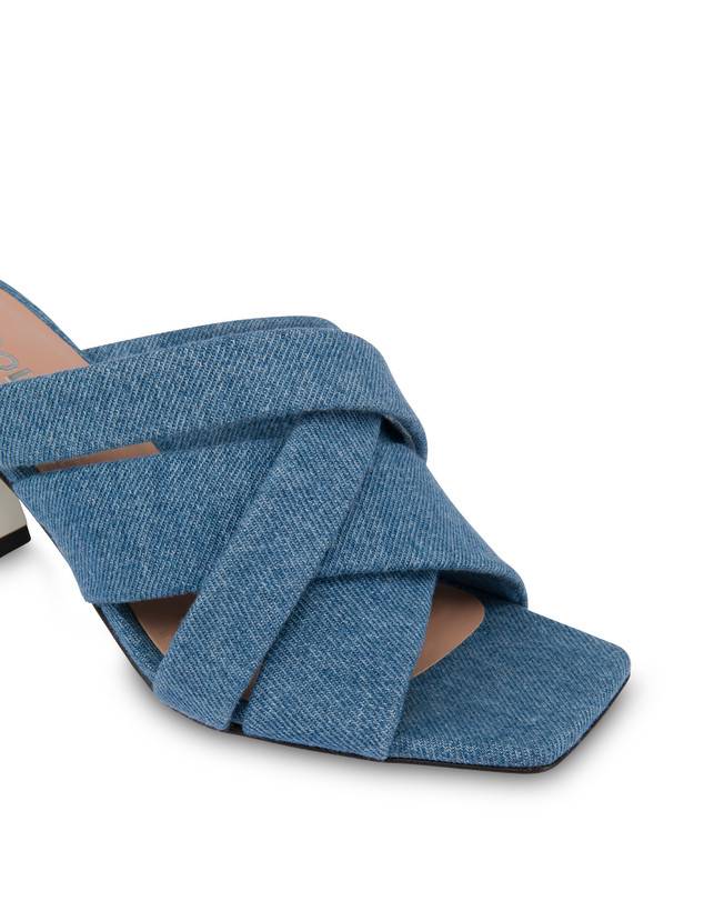 Pollini Mules Con Tacco In Tessuto Denim Denim Negozi Online