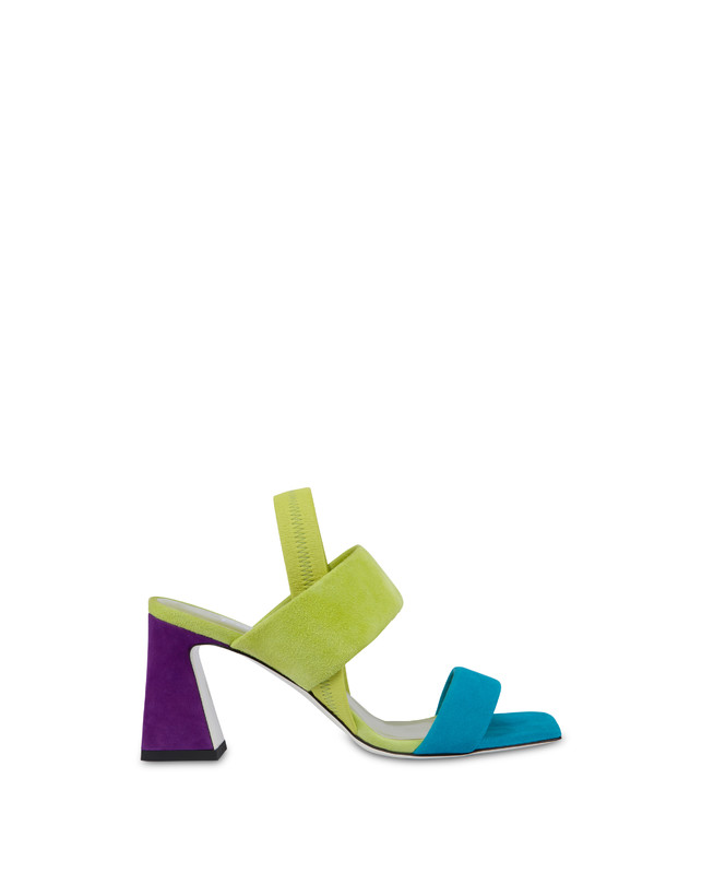 Pollini Sandali In Camoscio Color Explosion Pool/apple/iris