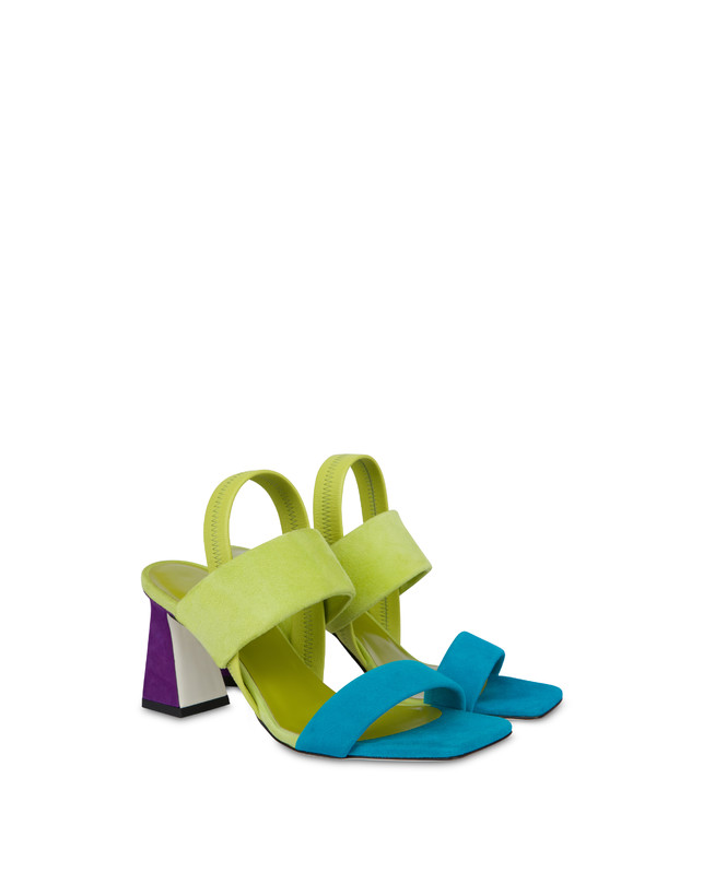 Pollini Sandali In Camoscio Color Explosion Pool/apple/iris Fino Al -60%
