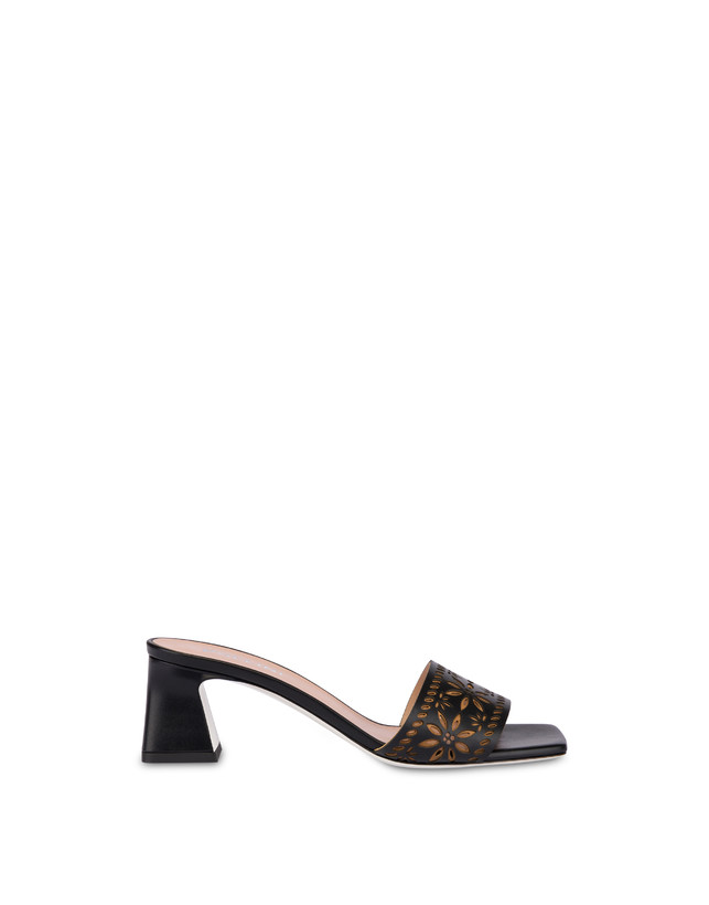 Pollini Sandali In Vitello Laserato Desert Rose Nero