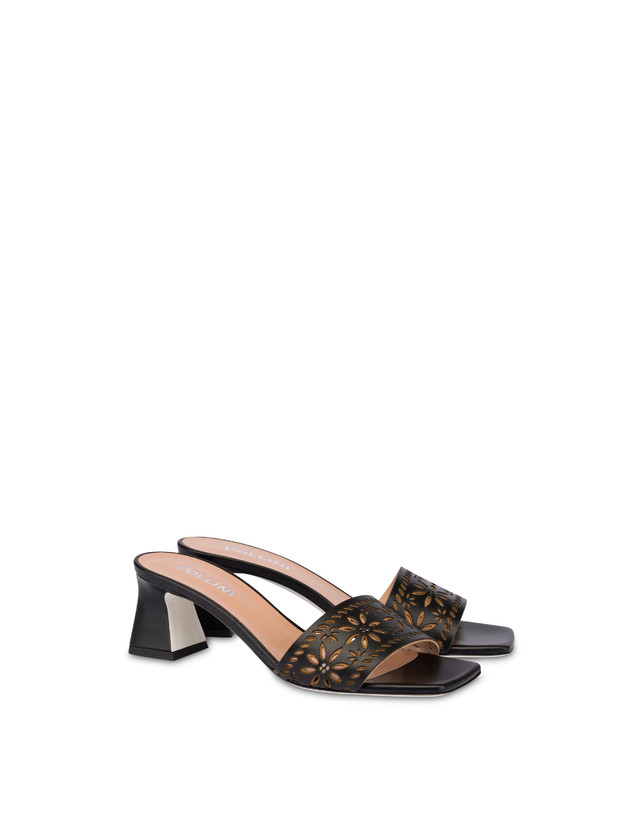 Pollini Sandali In Vitello Laserato Desert Rose Nero Novità