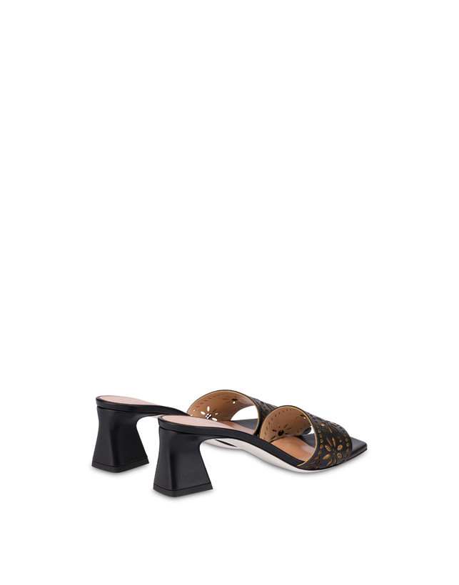 Pollini Sandali In Vitello Laserato Desert Rose Nero Novità