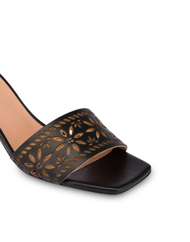 Pollini Sandali In Vitello Laserato Desert Rose Nero Novità