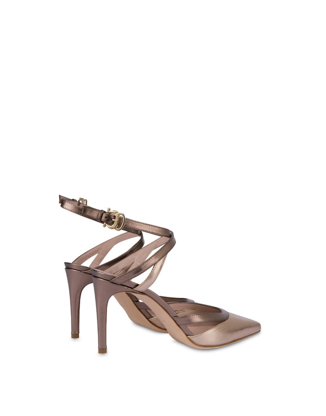 Pollini Sandali In Nappa Laminata Glam Sabbia/toffee Presa
