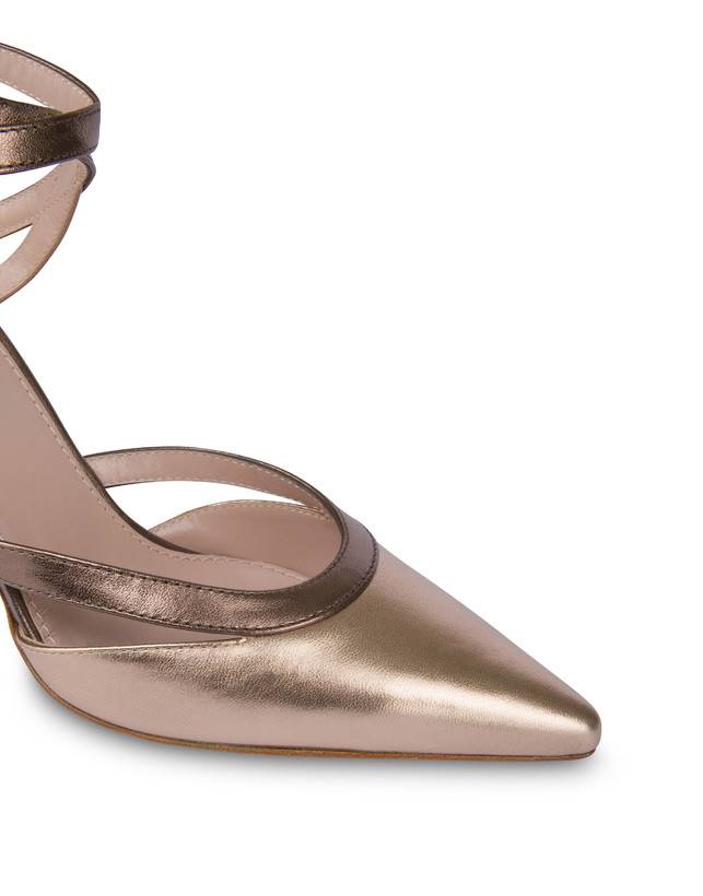 Pollini Sandali In Nappa Laminata Glam Sabbia/toffee Presa