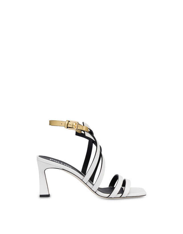 Pollini Sandali In Vitello E Nappa Laminata Incontri Bianco/oro