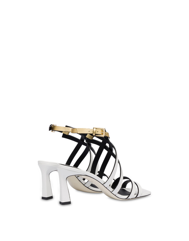 Pollini Sandali In Vitello E Nappa Laminata Incontri Bianco/oro Saldi