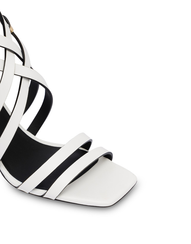 Pollini Sandali In Vitello E Nappa Laminata Incontri Bianco/oro Saldi