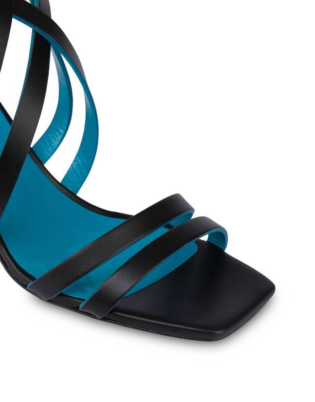 Pollini Sandali In Vitello E Nappa Laminata Incontri Nero/argento Offerte