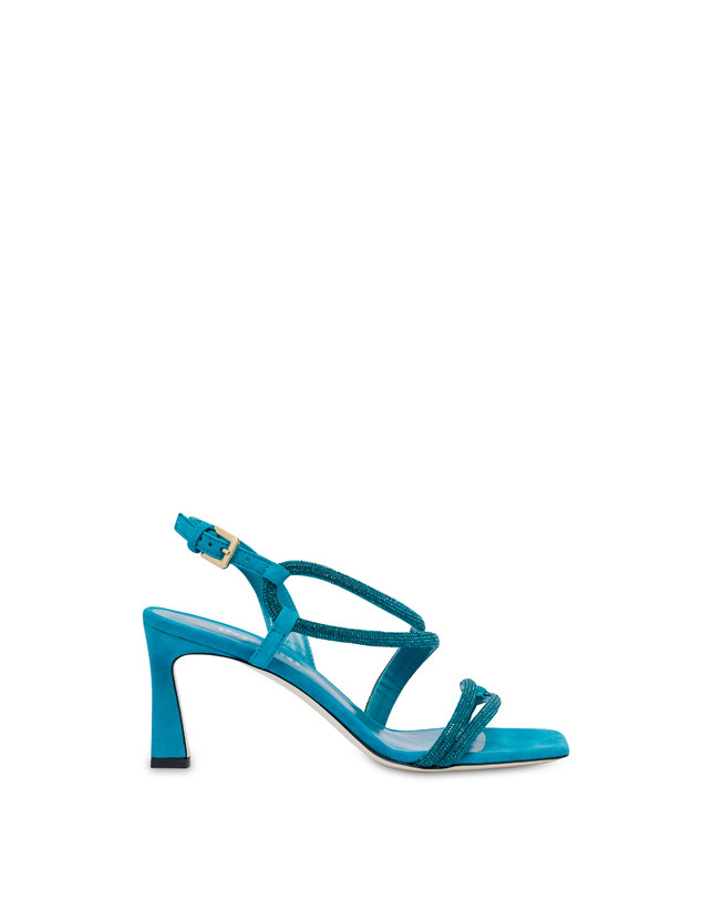 Pollini Sandali In Camoscio Con Strass Bling Bling Pool