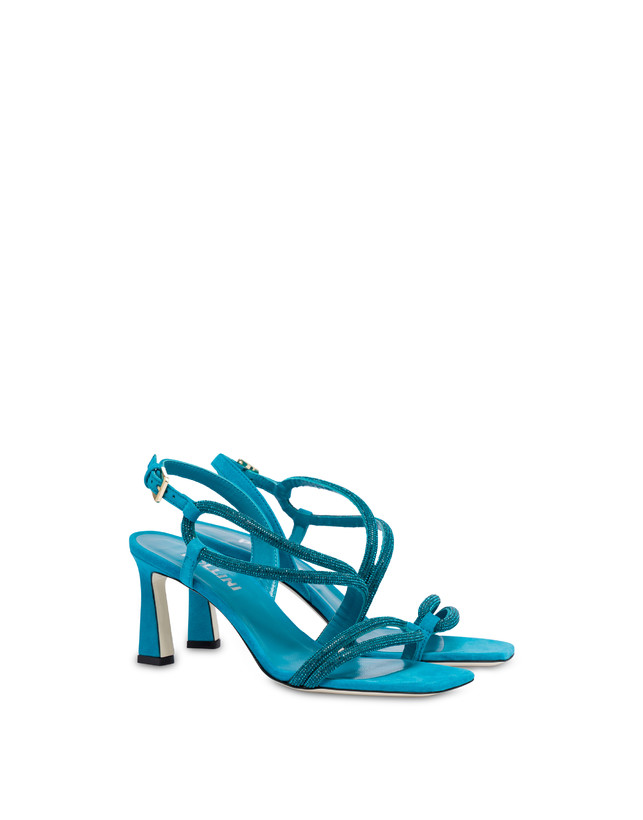 Pollini Sandali In Camoscio Con Strass Bling Bling Pool Vendita Calda